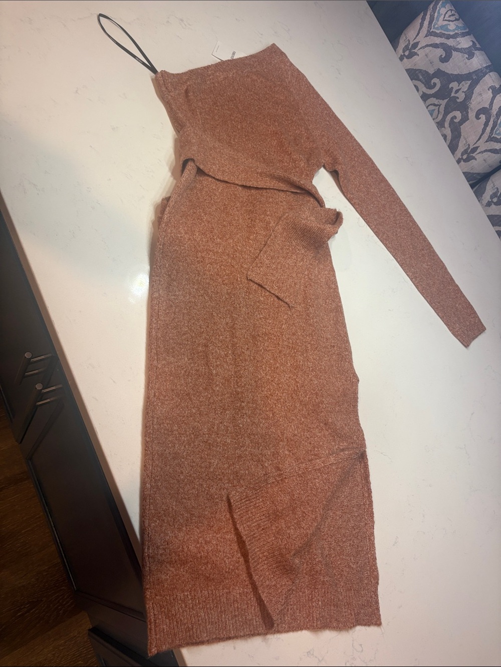 Forever 21 Rust Knit Long Sleeve Belted Sweater Dress - Picture 3 of 3